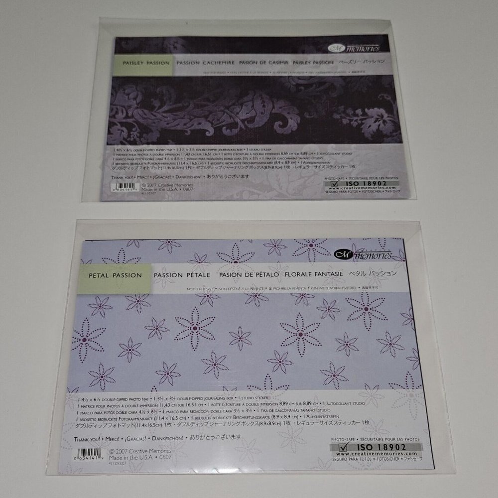 NEW 2 Creative Memories Paisley Petal Passion Photo Mat Journaling Stickers Lot